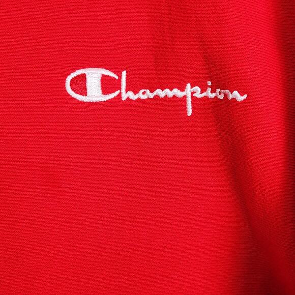 Champion Reverse Weave Sweatshirt Womens Large Red Cropped V-Neck Pullover - Picture 6 of 13